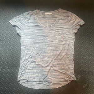PrAna Space Dye Striped V-neck Short Sleeve Tee